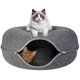 thumbnail image 1 of Emory Lane - Cueva para gatos de primera calidad, multifuncional, tipo túnel, cueva de fieltro redonda con cremallera para mascotas de hasta 40 libras (24 x 24 x 11 pulgadas) (gris oscuro), 1 of 1