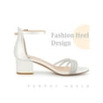 thumbnail image 3 of BLISSFUL STEP Satin Rhiness Open Toe Block Heel Sandals for Women White 8.5, 3 of 4
