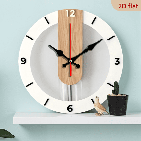 Minimalist Wooden Pendulum Wall Clock, Modern Scandinavian Design with Neutral Tones, Unique Timepiece for Living Room & Office, Ideal for Minimalist Home Decor Enthusiasts
