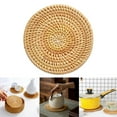 thumbnail image 3 of Rongfmy Thermal Insulation Round Coaster Handmade Rattan Placemat Trivet for Coffee Mugs 13cm, 3 of 9