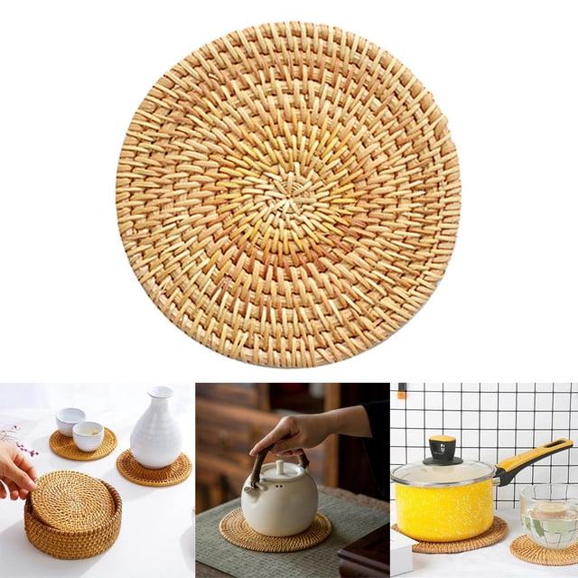 Posavasos de Aismiento rmico, Mantel Individual de Ratán Hecho a Mano, Salvamanteles pa Tazas de Café, Tazas de 13cm Macarena Cojín de posavasos de taza de té