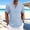 #Light Blue, variant on DPTALR Men's Fashion Casual Solid Color Short Sleeve Stand Collar Button-Up Shirt,Black, S