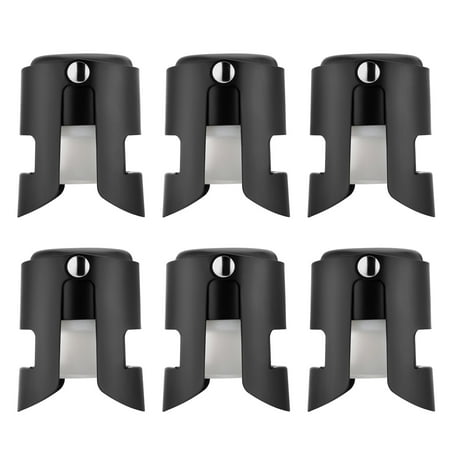 

Champagne Stopper Stainless Steel Sparkling Wine Bottle Plug Sealer Leak-Proof Bubble Retaining Saver，Suitable for Champagne Prosecco Cava and Sparkling (6 Pack Black)