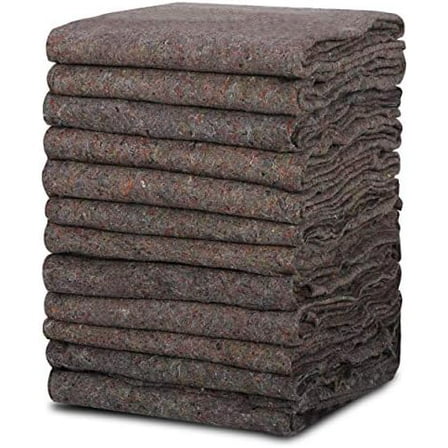 Textiles Moving Blankets, 54 x 72 (21 lb/dz) 12 Pack Economy Thin Shipping Packing Blankets for One Time Moving
