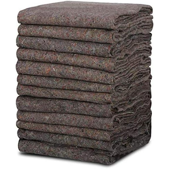 Textiles Moving Blankets, 54 x 72 (21 lb/dz) 12 Pack Economy Thin Shipping Packing Blankets for One Time Moving