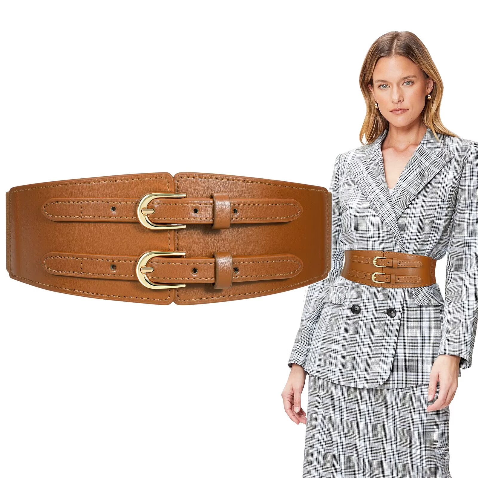 JKJF Women\'s Leather Belt Dress Belt Knot Belts Wide Waist Belt for Dresse Wide Leather Waist Belt | Leather Belt Viking Medieval  main image 3