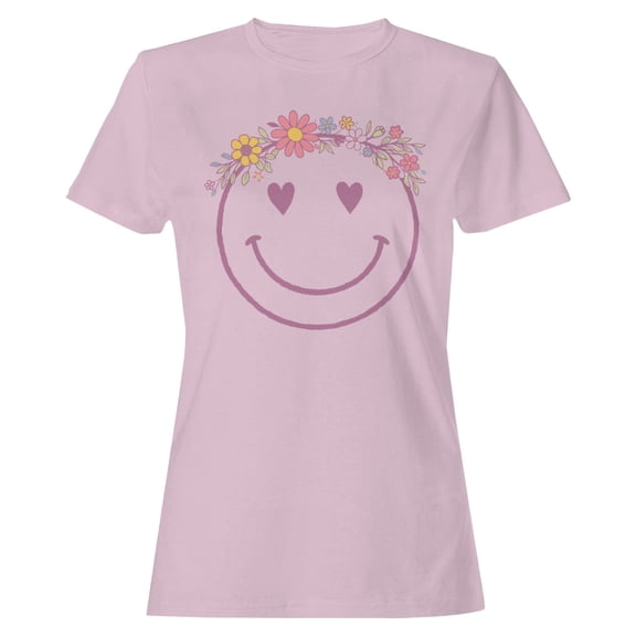 Smiley Face Art Women's Light Pink T-shirt