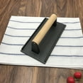 thumbnail image 3 of Zootealy Cast Iron Grill Press Bacon Press Meat Press Heavy-duty with Wood Handle Burger Steak Grilled Cheese 8.1 x 4.1in Rectangular, 3 of 8
