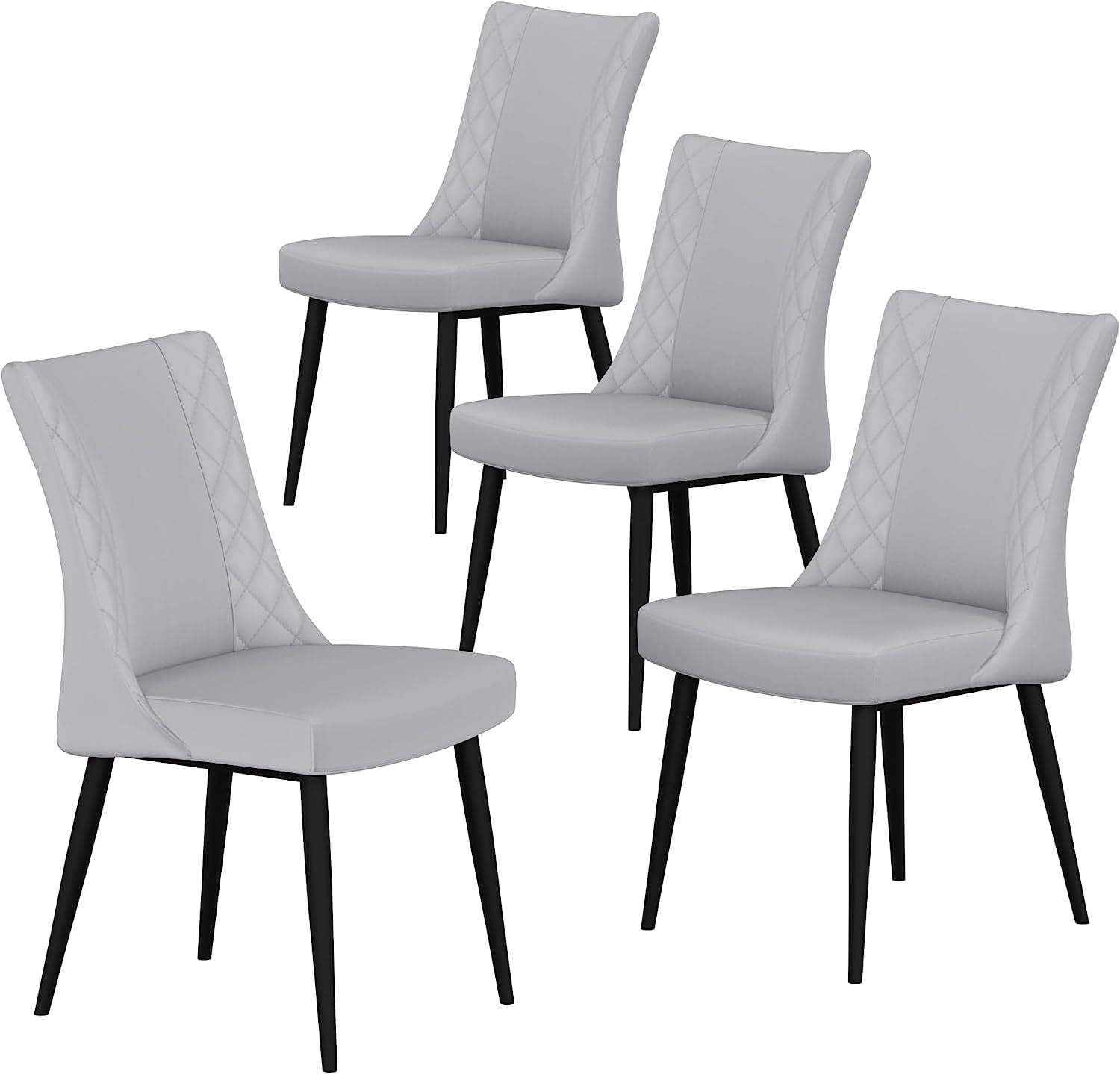 Cozy Castle Faux Leather Upholstered Dining Chair, Modern Gray Kitchen