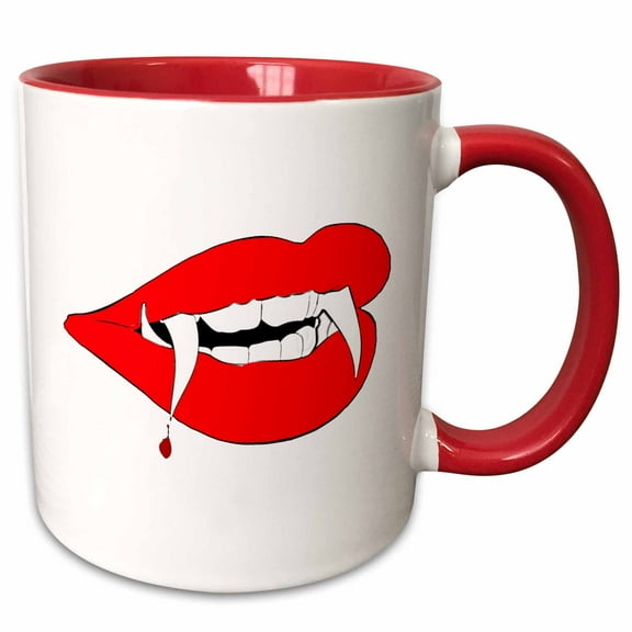 3drose, Vampire Teeth., 11oz Two-tone Red Mug