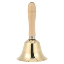 FRCOLOR Brass Hand Call Bell with Wood Handle Small Hand Call Bell Service Bell Pet Training Bell Jingle Bell for Ringing at Wedding Party