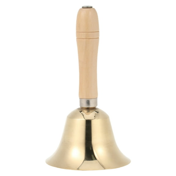 FRCOLOR Brass Hand Call Bell with Wood Handle Small Hand Call Bell Service Bell Pet Training Bell Jingle Bell for Ringing at Wedding Party