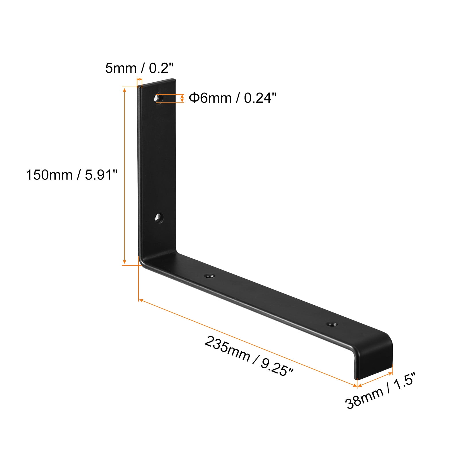 Shelf Brackets, 4Pcs 235x150mm - Metal Hidden Floating Shelf Z Bracket, Invisible Shelf Supports for Wood Shelves