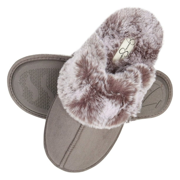 Pantuflas Jessica Simpson Comodas de Peluche Sintético con Memoria de Forma Gris