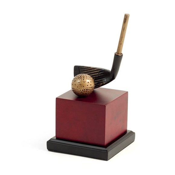 Bey-Berk B169L 9" Golf Club Head Sculpture on Burl Wood Base, Brown