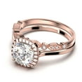 thumbnail image 4 of Dazzling Halo 2.05 Carat Cushion Cut Diamond Moissanite Engagement Ring, Wedding Ring, One Matching Band in 925 Sterling Silver With Plain 18k Rose Gold Plating Shank Gift For Her, 4 of 4