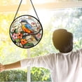 thumbnail image 5 of Stained Glass Window Hanging, Blue Bird Pink Flower Suncatcher Diamond Glass Panel Bird Sun Catchers Decor for Birthday for Women, Men, Wife, Aunt, and Mom, 5 of 6