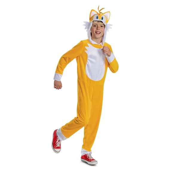 Disguise Boys' Sonic the Hedgehog Tails Hooded Jumpsuit Costume - Size 7-8 - Orange