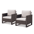 thumbnail image 3 of PARKWELL Wicker Patio Chairs Set of 2,Outdoor Oversized Lounge Accent Arm Chairs with Cushion,Rattan Seating Set,Brown/Beige, 3 of 9