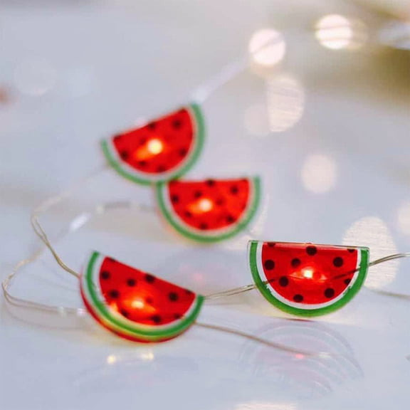 Tunhigl Watermelon Lantern LED String Lights - 6.6 Ft Battery-Powered Fairy Lights - Cute Fruit Lights for Summer Party, Camping, Bedroom, Outdoor, Patio, Garden, Tiki Bar & Tropical Room Decor Red