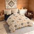 thumbnail image 2 of Manfei Western Cow Skull Full Size Bedding Sets, Bohemian Aztec Full Size Bed in a Bag, Beige Black, Black Reversible 7pcs, 2 of 6