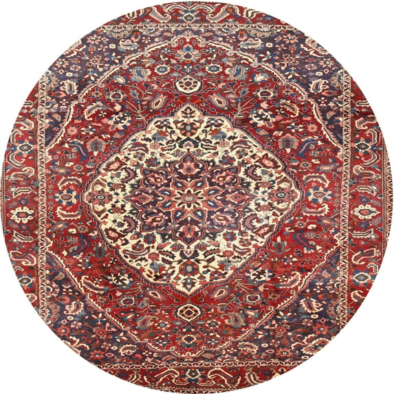 Ahgly Company Indoor Round Traditional Camel Brown Medallion Area Rugs, 3' Round