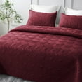 thumbnail image 6 of Whale Flotilla Quilt Set King Size, Soft Microfiber Lightweight Bedspread Coverlet Bed Cover (Wave Pattern) for All Seasons, Red, 3 Pieces (Includes 1 Quilt, 2 Shams), 6 of 8