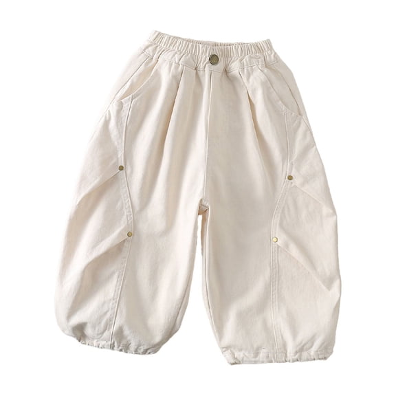 oqasdz Boys Pants Elastic Waist Button Closure Loose Baggy Pants Athletic Running Solid Color Trousers for Toddlers and Kids Casual Outdoor