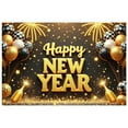 thumbnail image 3 of Gold Theme Happy New Year Banner Black White Checkered New Year Banner Balloon Decoration Firework Design Celebration Banner for New Year Party Home Decoration Indoor Celebration, 3 of 8