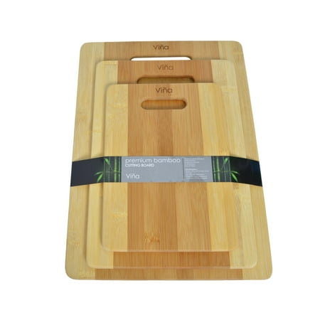 Vina 3 Piece Premium Bamboo Cutting Boards Set Kitchen Chopping board in Small, Medium & Large, Eco-friendly,