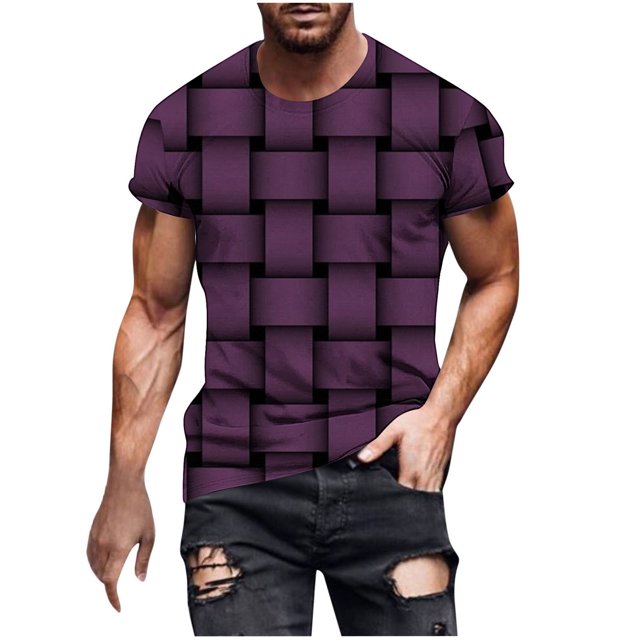 T-shirt à Manches Courtes Imprimé pour Hommes Col Rond Mode Décontractée Manches Courtes