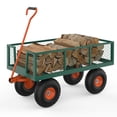 thumbnail image 6 of GARVEE Heavy Duty Steel Garden Cart,900lbs Capacity Pullable Garden Wagon with 10" All-Terrain Wheels,for Gardening Soil, Tools, and Plant Transport,Green&Yellow, 6 of 7