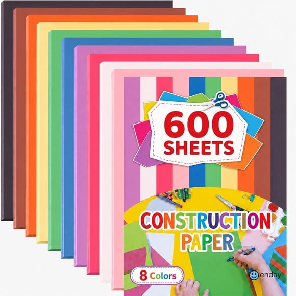 Papel construcción Enday de colores surtidos, 600 hojas, 9 x 12