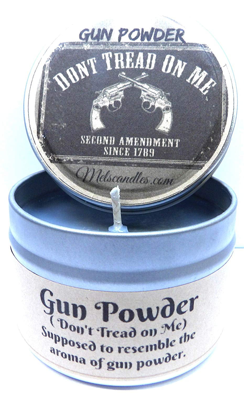 Gun Powder 4 oz Handmade Soy Candle Tin 