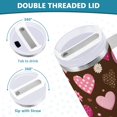 thumbnail image 5 of 30 oz Tumbler With Handle Stainless Steel Insulated Tumbler With Lid for Car Cup Holder Pink and Brown Hearts Pattern, 5 of 9