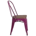 thumbnail image 2 of Lot de 4 pièces - Chaise empilable en métal violet avec siège en bois, 2 of 7
