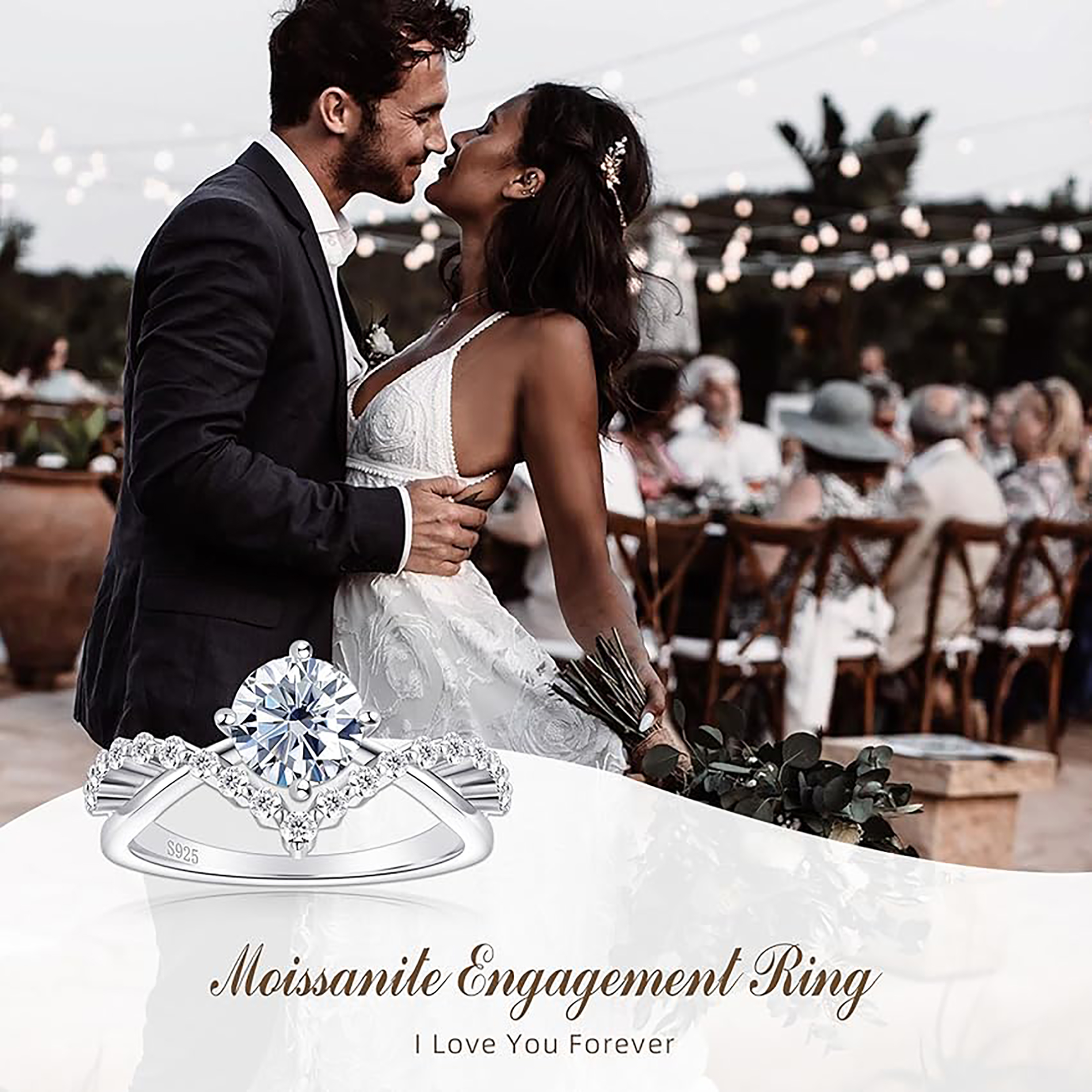 1ct Moissanite Crown Ring, Moment Wish Engagement Ring for Women, Moissanite Promise Ring, D Color VVS1 Simulated Diamond 925 Sterling Silver Accent Ring