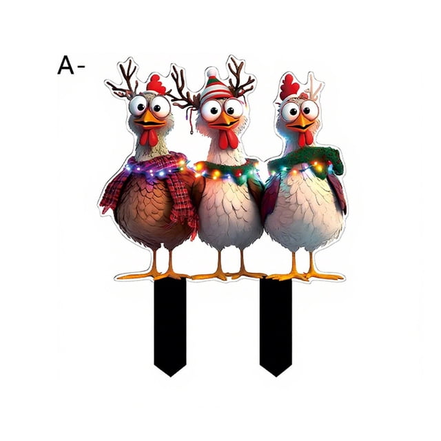 Decoración navideña de animales 2D plana para jardín al aire libre, estacas para el suelo, regalos navideños