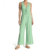 NSR Women's Knit Pull-On Sleeveless V-Neck Smocked Waist Jumpsuits Green M, NWT