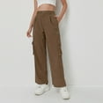 thumbnail image 6 of Women's Corduroy High Waist Pants, Multi-Pocket Straight Leg Wide Leg Trousers, Fall Casual Comfort Fit Pant for Daily Wear and Various Occasions Coffee, 6 of 9