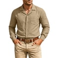 thumbnail image 3 of Vetsdori Mens Shirts Pocket Winter Linen Work Button Up Casual Stylish Collar T-Shirts for Men Plain, 3 of 9