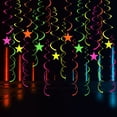 thumbnail image 3 of Dserhfy 40 Pcs Glow Paper Star Hanging Swirl Decoration Glow in The Dark Ceiling Streamer Fluorescent Neon Party Supplies for Wedding Birthday, 3 of 8