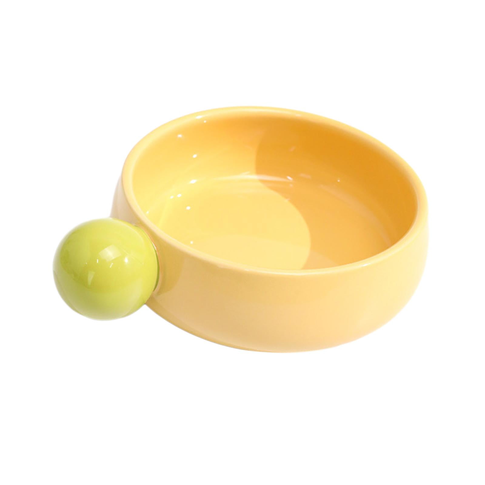 Bvdfgk Ceramic Cat Bowl Portable No Black Chin Non Slip Pet Puppy Kitten Bowl for Faced Yellow