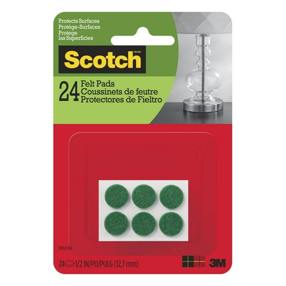 Coussinets de feutre autoadhésifs Scotch®, SP852-NA, vert, 0,5 po (1,27 cm), 24 par paquet Couss. Scotch(MC) SP852-NA