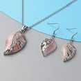 thumbnail image 3 of Rose Quartz Costume Jewelry Set Leaf Floral Earrings Necklace for Women Women Stainless Steel Size 20" Birthday Christmas Gifts, 3 of 10