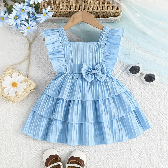 Baby Girl Dress School Uniform Dress Blue Dress for Girls Sundress Clothes for Girls 6-9 Months