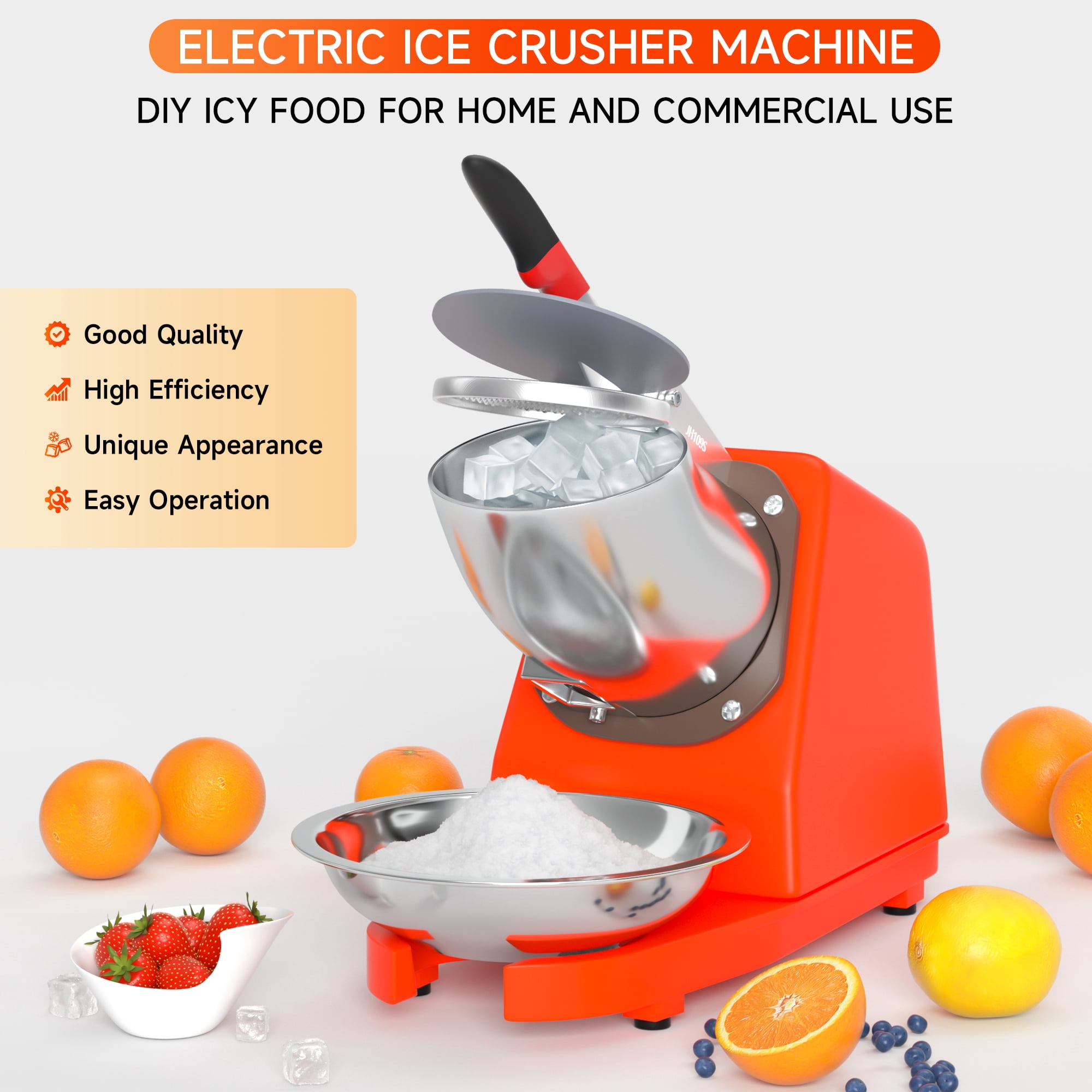 Electric Ice Crusher Machine 300W Shaver Shaved Ice Snow Cone Maker 143lbs Ora