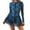 Blue-02, variant on Womens Rash Guard Long Sleeve UPF 50+ Zip Up One Piece Swimsuits with Shorts Modest Swim Dress with Built in Bra