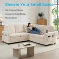 thumbnail image 6 of PUREMIND 82.3"W Corduroy Sectional Sleeper Sofa, Pull Out Couch Bed with Storage and Cup Holder, L-Shaped Couch for Living Room/Apartment, Beige, 6 of 8