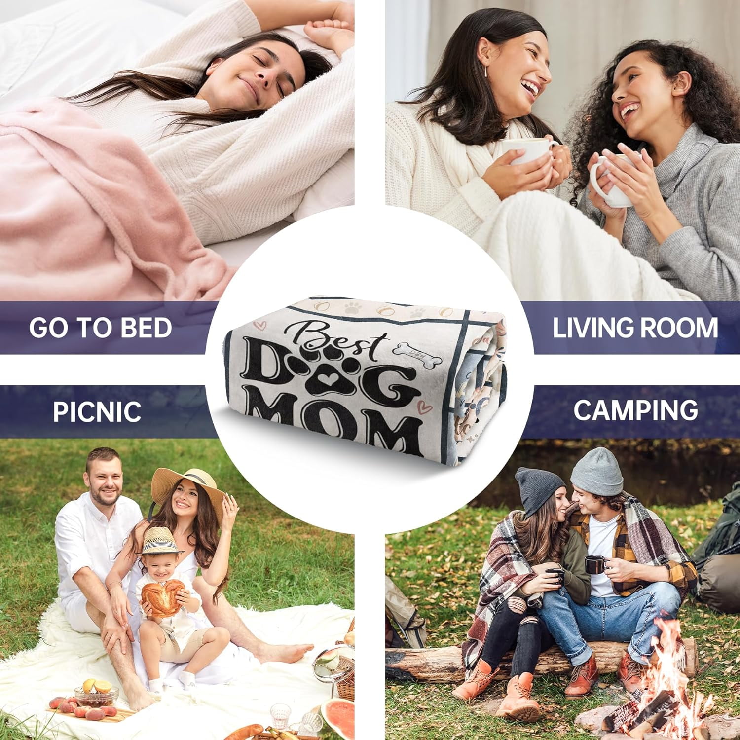 Mothers Day Dog Mom Gifts for Women – Best Ever Blanket for Pet Lovers, Funny Canine-Inspired Throw for Women, Cozy Present for Dog Owners on Birthday, Christmas, or Mother’s Day 60" x 50"